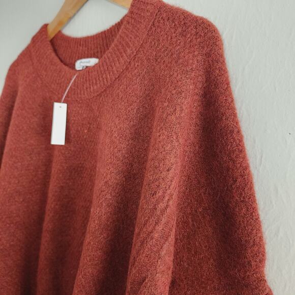 NEW Madewell Havener Cable Knit Pullover Alpaca Wool Sweater Heather Auburn - Picture 10 of 11